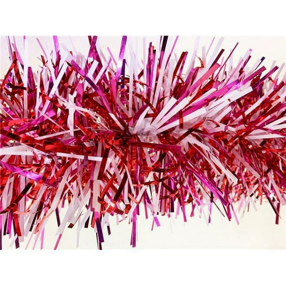 Queens of Christmas HP-GAR-SWTHRT-06 6 in. Stuffed Garland, Red, Pink & White - 20 ft. Long