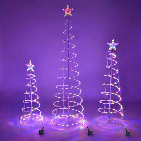 Queens of Christmas LED-3PK-SPTR-5M 72 in. LED Spiral Trees, Multi Color