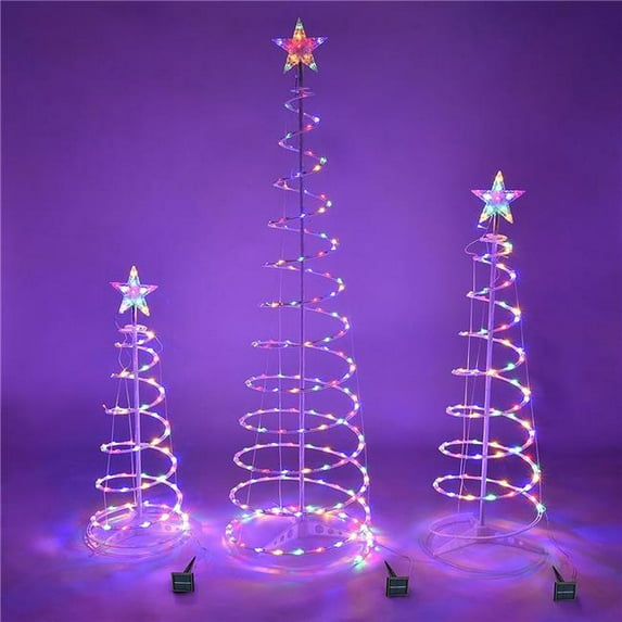 Queens of Christmas LED-3PK-SPTR-5M 72 in. LED Spiral Trees, Multi Color
