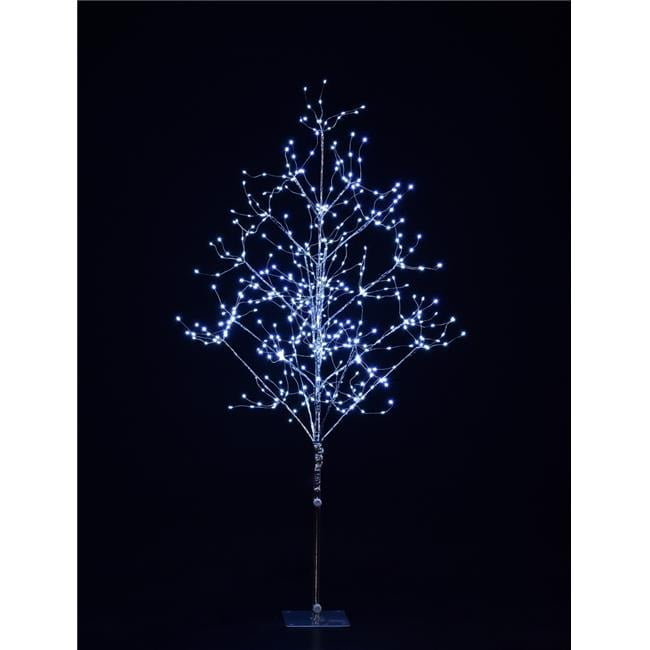 Queens of Christmas LED-TR04-LPW 4 ft. LED Branch Tree, Silver \u0026 Pure White