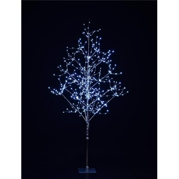 Queens of Christmas LED-TR04-LPW 4 ft. LED Branch Tree, Silver & Pure White