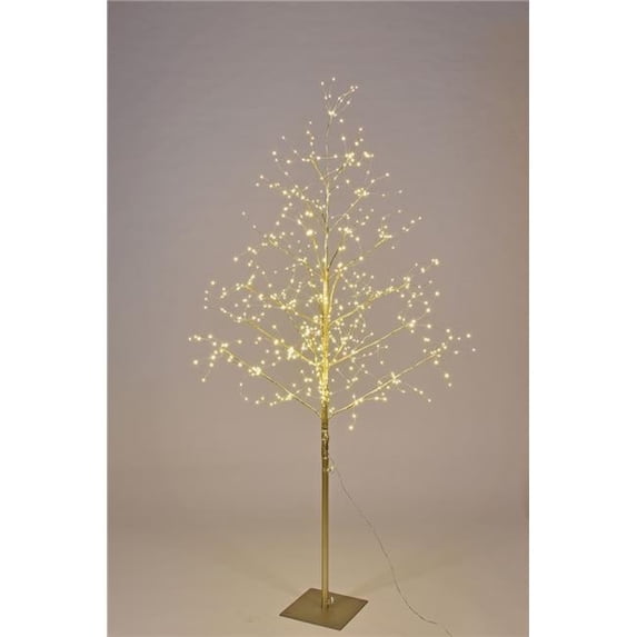Queens of Christmas LED-TR06-LWW 6 ft. LED Branch Christmas Trees, Warm White & Gold