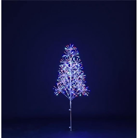 Queens of Christmas LED-TR3D04-LRWB 4 ft. Starburst LED Tree, Red, White & Blue