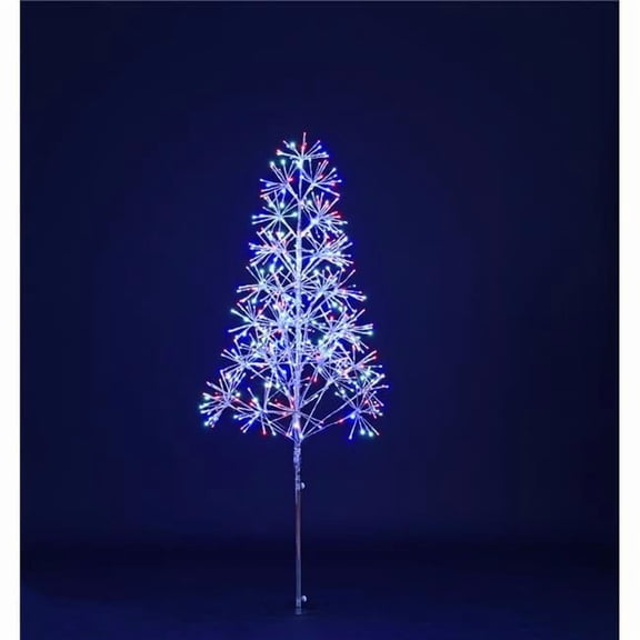 Queens of Christmas LED-TR3D05-LRWB 5 ft. Silver Tree - Red, White, Blue