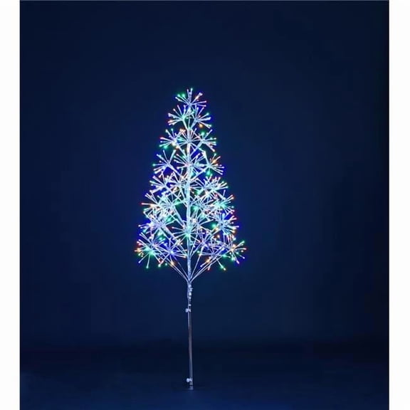 Queens of Christmas LED-TR3D06-L5M 6 ft. Starburst Silver Tree, Multicolor