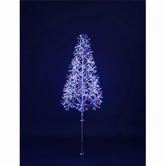6' Red, White and Blue LED Tree with Silver Frame