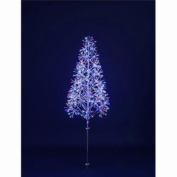 6' Red, White and Blue LED Tree with Silver Frame