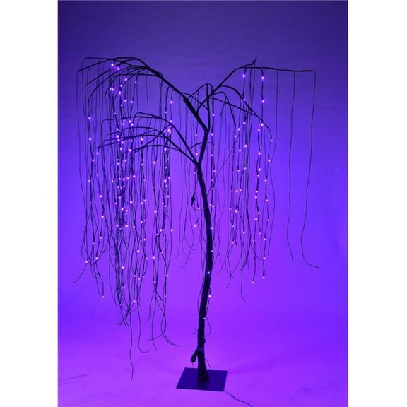 Queens of Christmas LED-WLLW-07-LPU 7 ft. LED Halloween Willow Christmas Trees, Purple