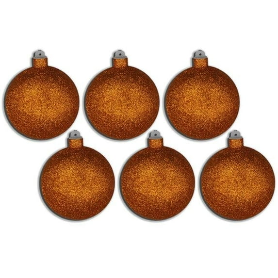Queens of Christmas ORN-BLKG-120-OR-6PK 5 in. Glitter Ball Ornament with Wire, Orange - Pack of 6