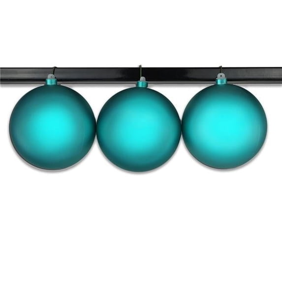 Queens of Christmas ORN-BLKM-150-AQ-3PK 6 in. Matte Ball Ornament with Wire & UV Coating, Aqua - Pack of 3