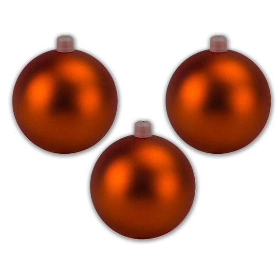 Queens of Christmas ORN-BLKM-150-OR-3PK 6 in. Matte Ball Ornament with Wire & UV Coating, Orange - Pack of 3