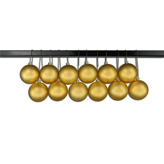 Queens of Christmas ORN-BLKM-60-GO-12PK 2.5 in. Matte Ball Ornament with Wire & UV Coating, Gold - Pack of 12