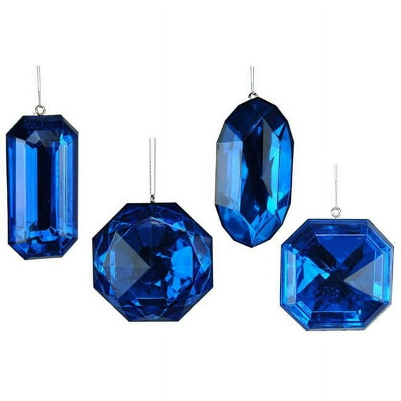 Blue Jewel Ornaments 4 Pack