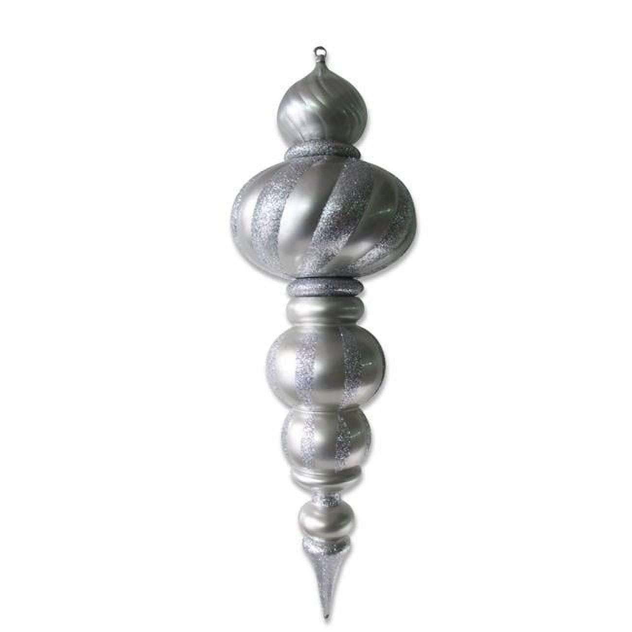 Queens of Christmas ORN-OVS-38.5-SLV 38.5 in. Oversized Shatterproof Finial Ornament, Silver