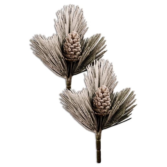 Queens of Christmas PCK11.5-PNC-FR-2PK 11.5 in. Pine Pick with Pine Cones for Christmas Decoration, Frosted - Pack of 2