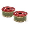 thumbnail image 1 of Queens of Christmas RBN-5453733-GRGO-2PK Olive Green Ribbon with Gold Metalic Trim - Pack of 2, 1 of 1
