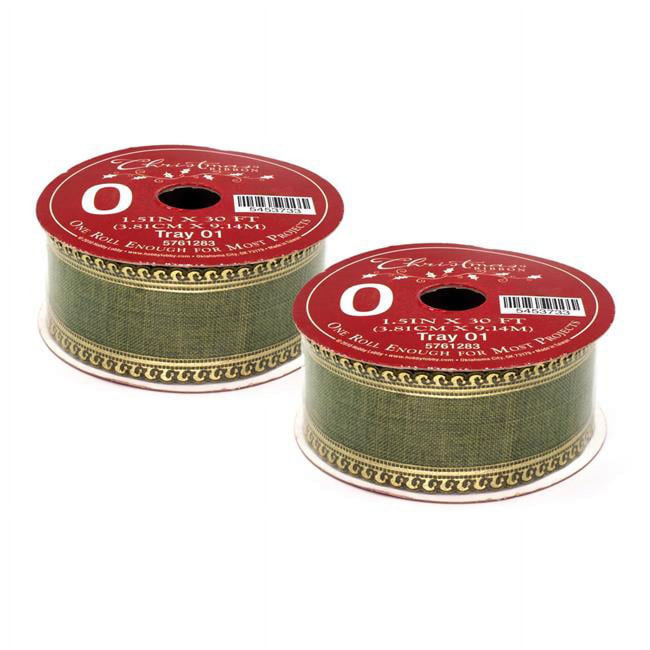 Offray Ribbon, Red 1 1/2 inch Wired Edge Metallic Ribbon, 9 feet 
