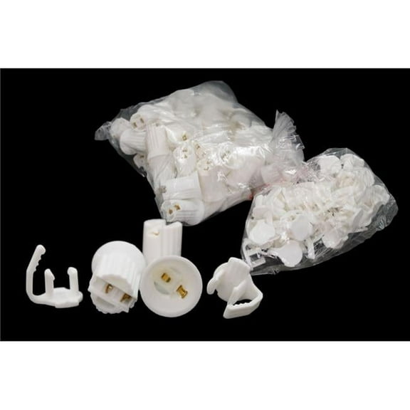 Queens of Christmas P-RSOC-E12W-100PK Replaceable E12 C7 Christmas Light Sockets, White - Pack of 100