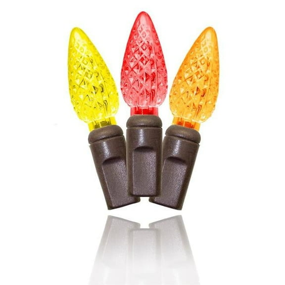 Queens of Christmas S-35C6REYEOR-4B C6 LED Lights with 4 in. Spacing Wire, Brown - 35 Count