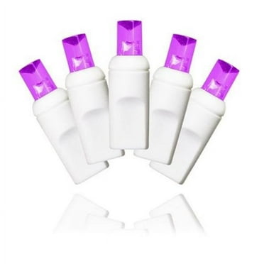Queens of Christmas S-35MMPU-4W 35 Count Purple Decorative LED Light Set on White Wire 4 in. Spacing