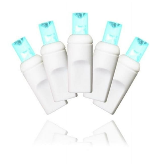 Queens of Christmas S-35MMTL-4W 35 Count Teal Decorative LED Light on White Wire 4 in. Spacing
