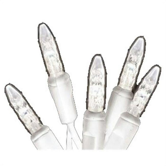 Queens of Christmas S-50ICM5PW-IW 50 Count Pure White Icicle Decorative LED Light Set on White Wire