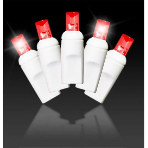 Queens of Christmas S-50MMRE-6WT4 5 mm x 0.25 in. Twinkle LED Lights with 6 in. Spacing Wire, Red & White - 50 Count