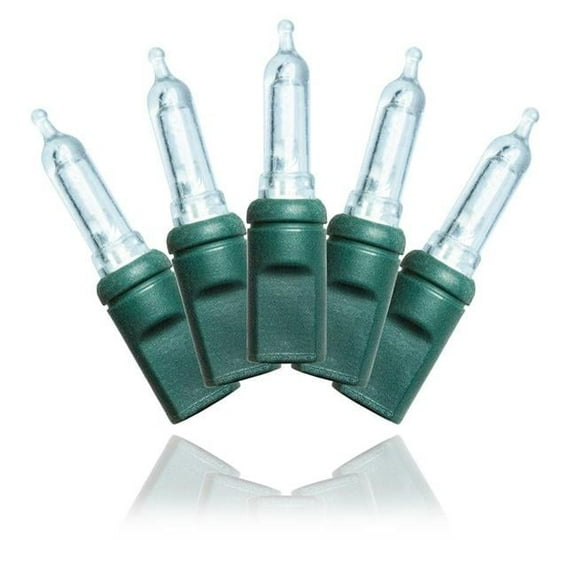 Queens of Christmas S-70T5PW-4G T5 LED String Lights with 4 in. Spacing Wire, Pure White & Green - 70 Count