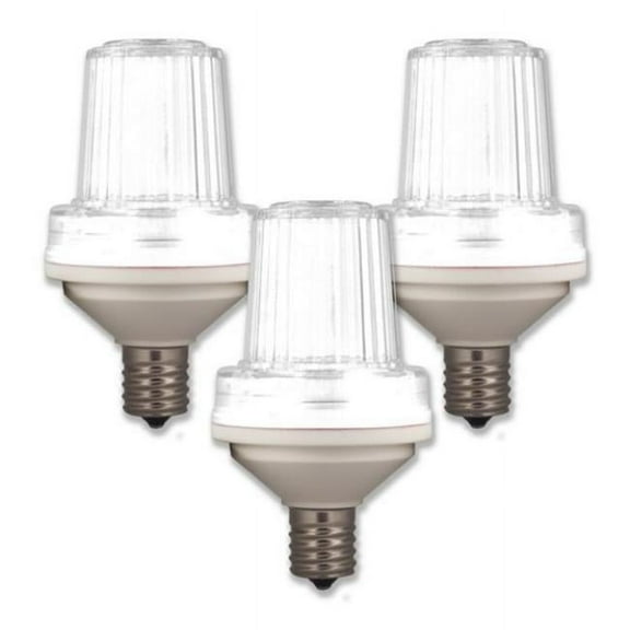 Queens of Christmas STROBE-PW-E17-3PK E17 Base 1W LED Clear Lens - Pure White - Pack of 3