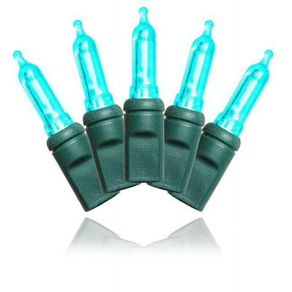 Queens of Christmas S-70T5TL-4G T5 LED String Lights with 4 in. Spacing Wire, Teal & Green - 70 Count