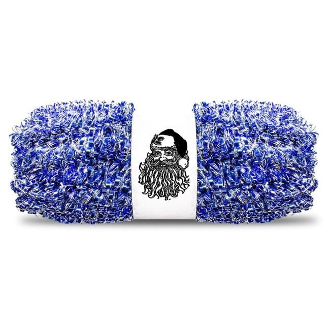 100 ft Blue and Silver Metallic Tinsel Christmas Garland