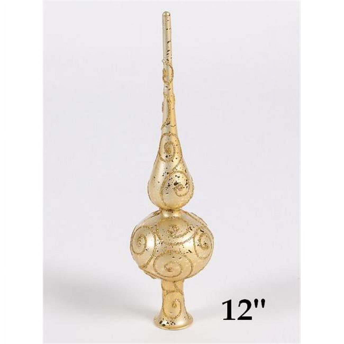12-Inch Gold Glitter Finial Christmas Tree Topper
