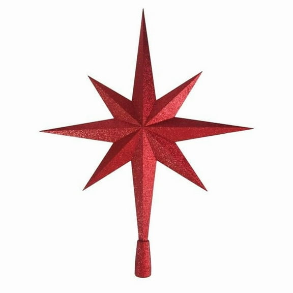 Queens of Christmas TOPPER-16-RE 16 in. Star Tree Topper, Red