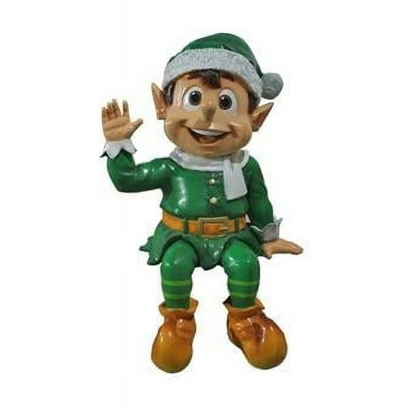 Queens of Christmas WL-ELF-SIT-32 32 in. Sitting & Waving Santa Elf