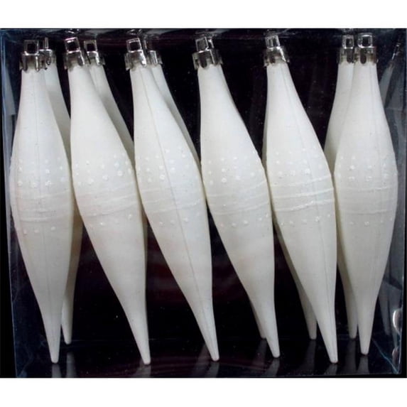 Queens of Christmas WL-FIN-12PK-DOT-WH White Finial Ornament with Dot Design, Set of 12