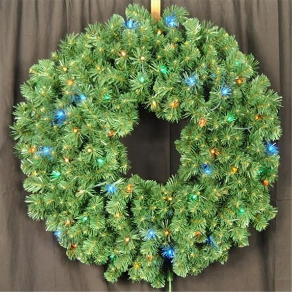 Queens of Christmas WL-GWSQ-03-L5M 3 ft. Pre-Lit LED Multi Sequoia Wreath