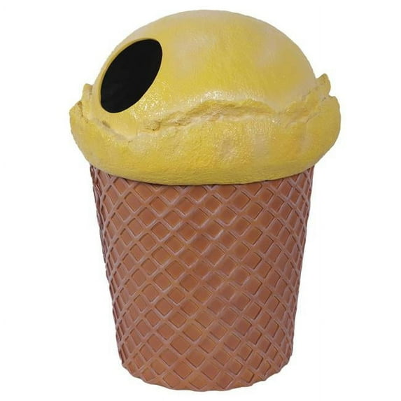 Queens of Christmas WL-ICECR-TCAN-YE Yellow Ice Cream Trash Can