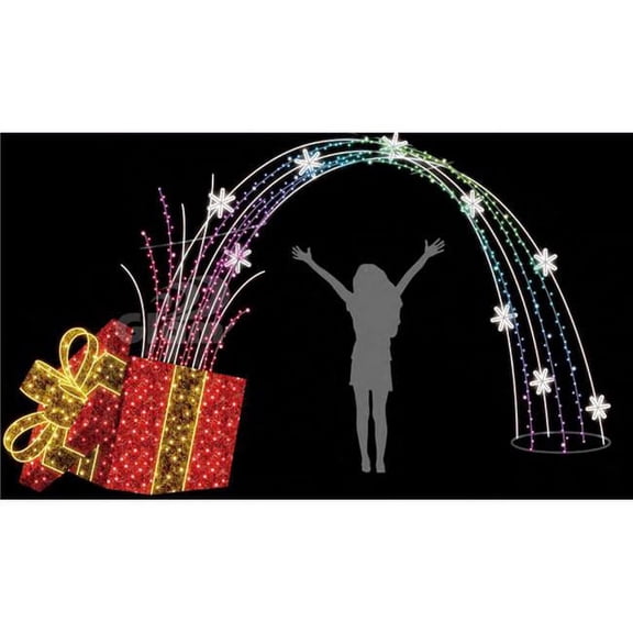 Queens of Christmas WL-MTNF-ARCH-GIFT-RGB 8 ft. Gift Box Arch