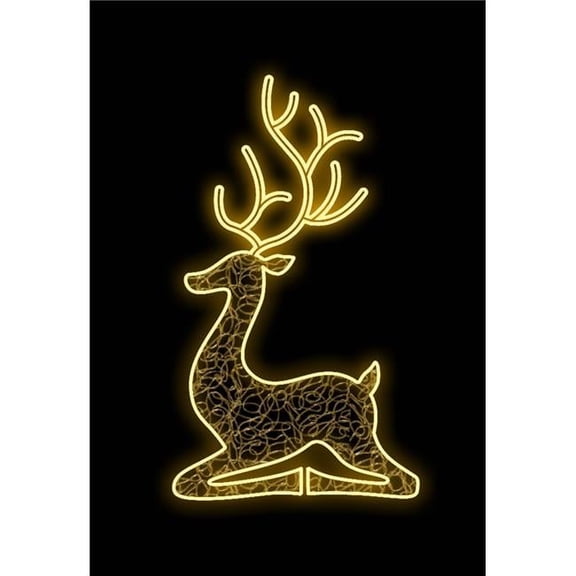 Queens of Christmas WL-MTNF-DEERF-03-WW Resting Deer Neon Flex Ground Mount, Warm White