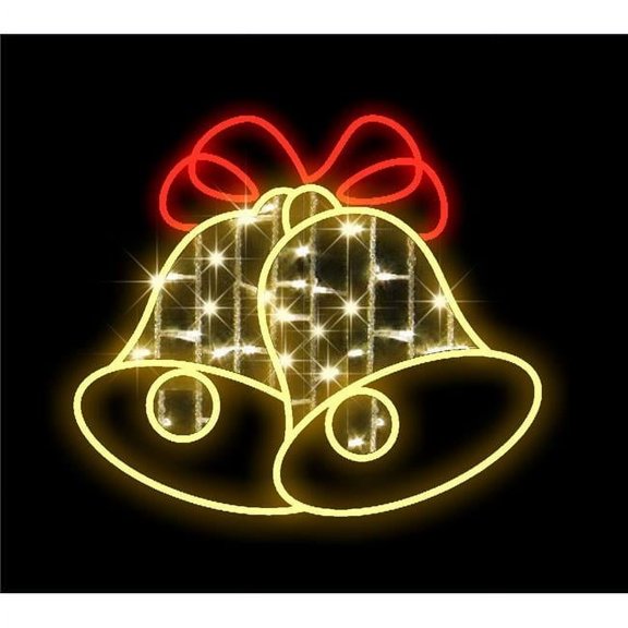 Queens of Christmas WL-MTNF-GM-BELL-RBN-05 5 ft. LED Bells with Ribbon, Red & Warm White