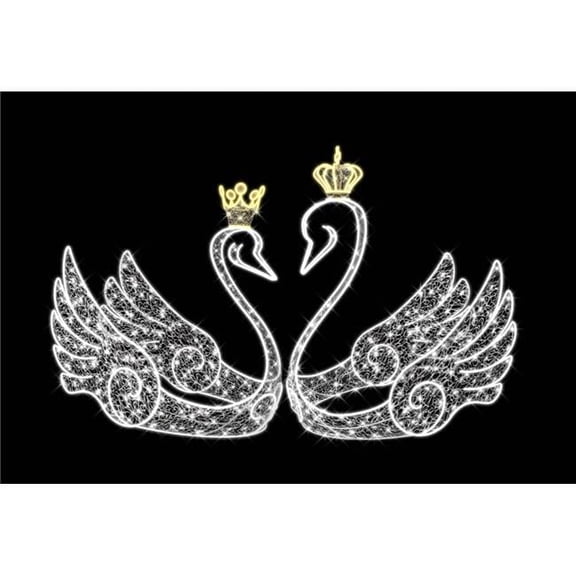 Queens of Christmas WL-MTNF-SWANS-PW-2PC Swans Warm White LED Neon Flex Light - 2 Piece
