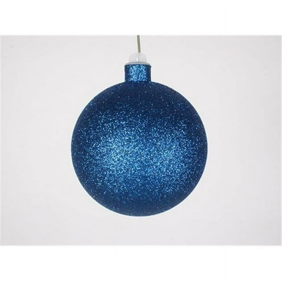 Queens of Christmas WL-ORN-BLKG-100-BL-W WL-ORN-BLKG-100-BL-W - 100mm Glitter blue ball ornament w/wire