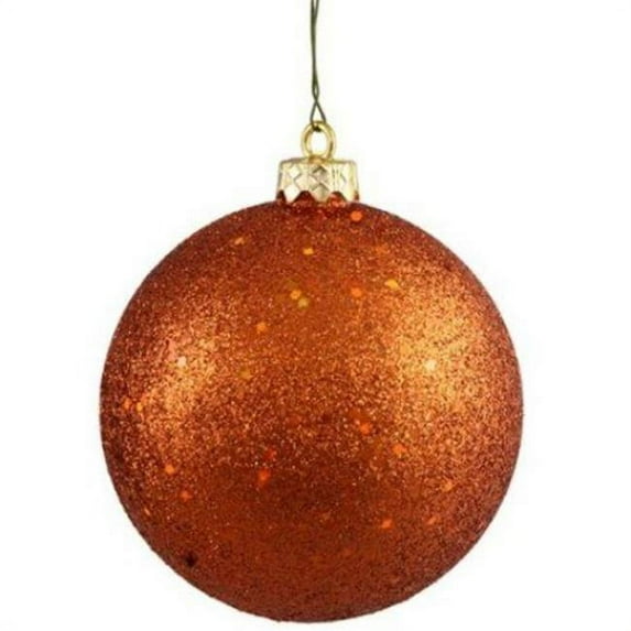 Queens of Christmas WL-ORN-BLKG-100-CO-W WL-ORN-BLKG-100-CO-W - 100mm Glitter Copper ball ornament w/wire