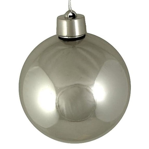 Queens of Christmas WL-ORN-BLKS-100-SLV-UV WL-ORN-BLKS-100-SLV-UV - 100mm Shiny silver ball ornament w/wire and UV Coating