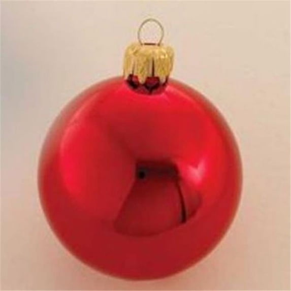 Queens of Christmas WL-ORN-BLKS-60-RE-UV WL-ORN-BLKS-60-RE-W - 60mm Shiny red ball ornament w/wire and UV Coating