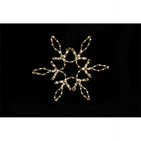 Queens of Christmas WL-SFSTAR-24-WW 24 in. Warm White Ropelit Snowflake with Star Middle