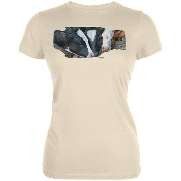 Queens of the Dairy Farm Cows Juniors Soft T Shirt Cream MD