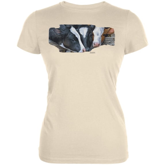 Queens of the Dairy Farm Cows Juniors Soft T Shirt Cream SM