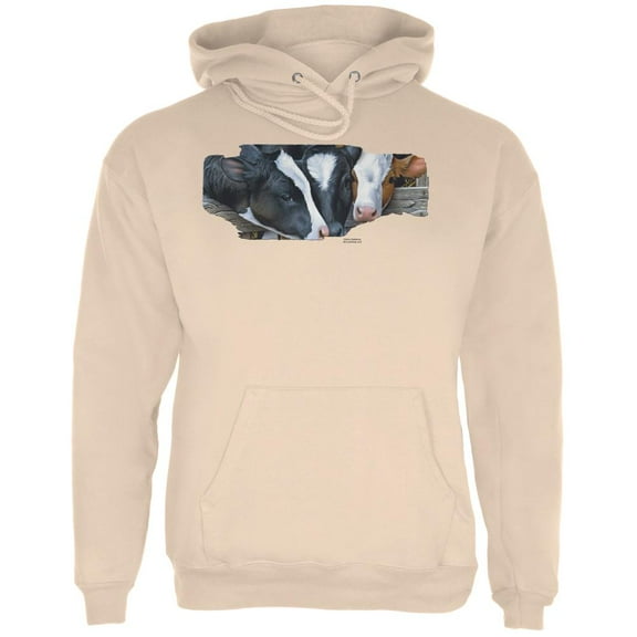 Queens of the Dairy Farm Cows Mens Hoodie Sand LG