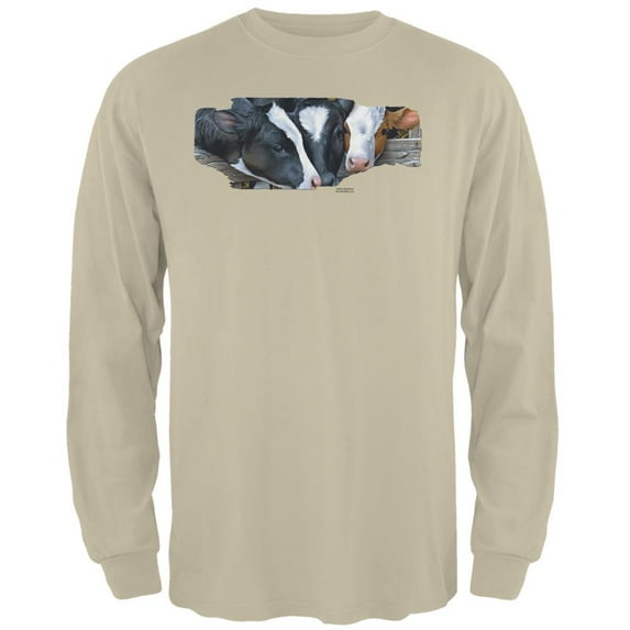 Queens of the Dairy Farm Cows Mens Long Sleeve T Shirt Sand LG